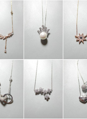 小巧精致锆石项链花朵蝴蝶仿珍珠