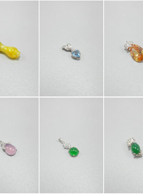 吊坠女不含链S925锆石天然石粉晶