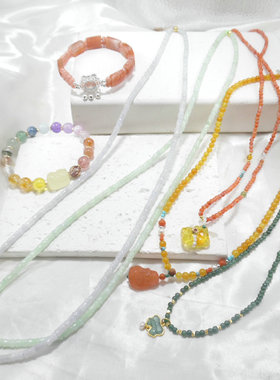 天然石水晶锁骨链毛衣链女士项链