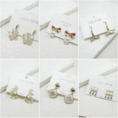 锆石尾镶镶钻铜镀金镀银女士耳环