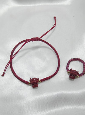朱砂小牛手链可拉伸编