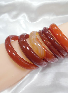 古风简约女天然石玉髓红玛瑙手镯