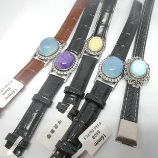 天然石表带式手链海蓝宝 碧玉蜜蜡紫龙晶开口手镯欧泊原创女54101