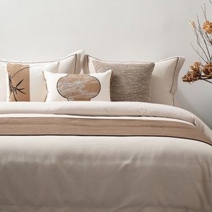 桔色系 新中式 美学高端软装 宋式 床上用品 新古典样板房展厅床品