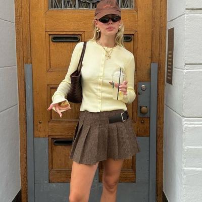 软糯长袖上衣单排扣开衫修身短款