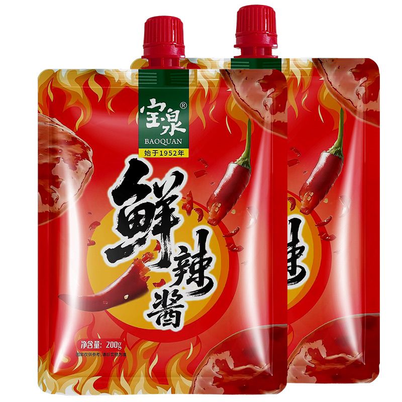 宝泉鲜辣酱200g小包装烧烤酱烤肉酱辣酱蒜蓉辣椒酱东北辣酱袋装