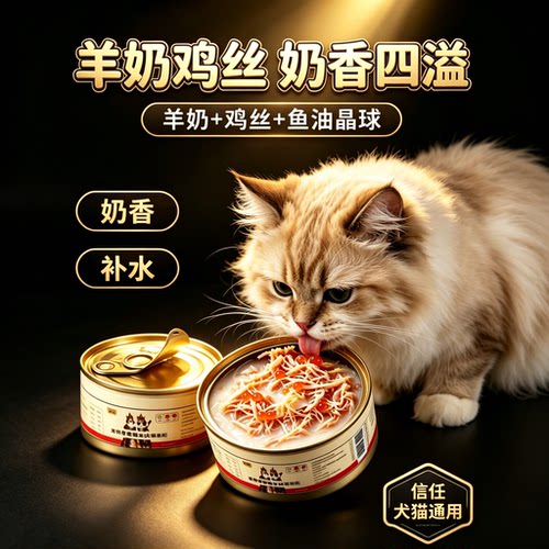 宠珍探犬猫通用零食罐头羊奶鸡丝鱼油晶球罐鸭肉雪梨补水美毛养胃