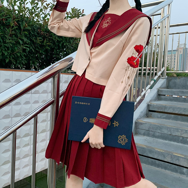 原创日系中长款全套jk制服