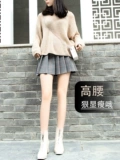 Шерстяная юбка в складку, короткая зимняя мини-юбка, высокая талия, А-силуэт, по фигуре