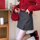 灰色波点半身裙女秋冬新款 高腰显瘦a字短裙小个子复古包臀裙