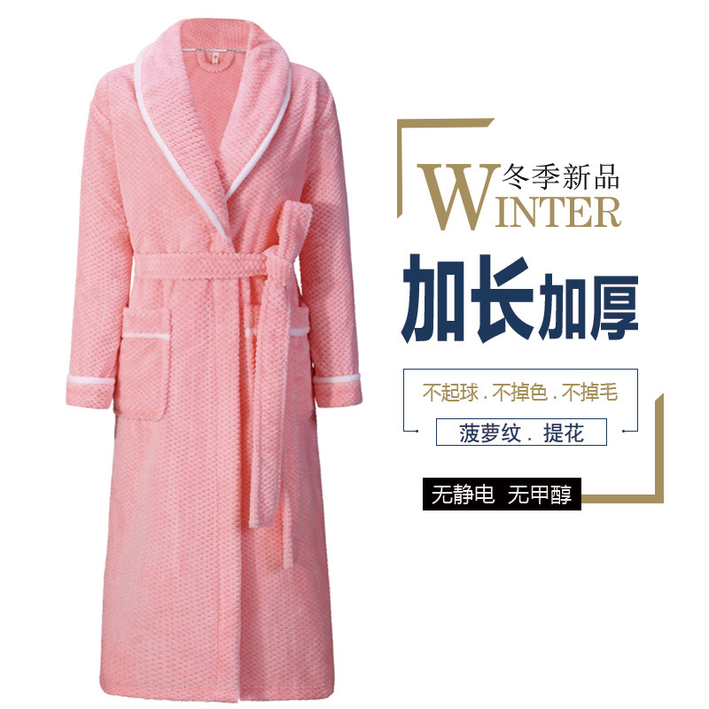 2026新款冬季情侣睡衣女法兰绒保暖睡袍男士长款加厚大码洗澡浴袍