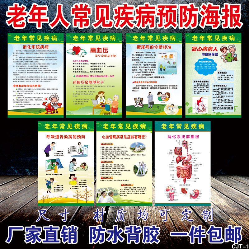老年人常见疾病健康知识常识墙贴墙宣传海报展板看板挂图贴画图片