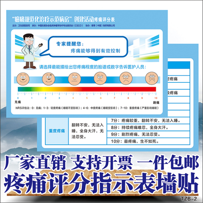 疼痛评分表贴纸医院病房温馨提示牌墙贴住院部表情疼痛评分尺海报