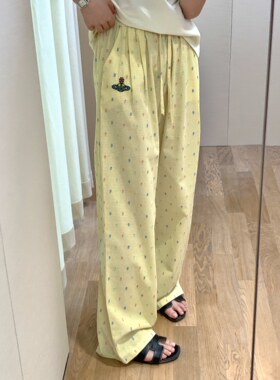 2024SS搭配神裤土星刺绣彩色波点休闲长裤女夏季宽松慵懒风直筒裤