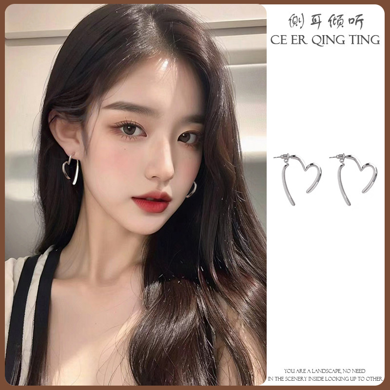 S925银针爱心耳钉个性设计感冷淡风脸大适合的耳饰耳环蚊香盘耳夹,饰品/流行首饰/时尚饰品新,耳环,淘宝优惠券,粉丝福利购,淘宝优惠卷