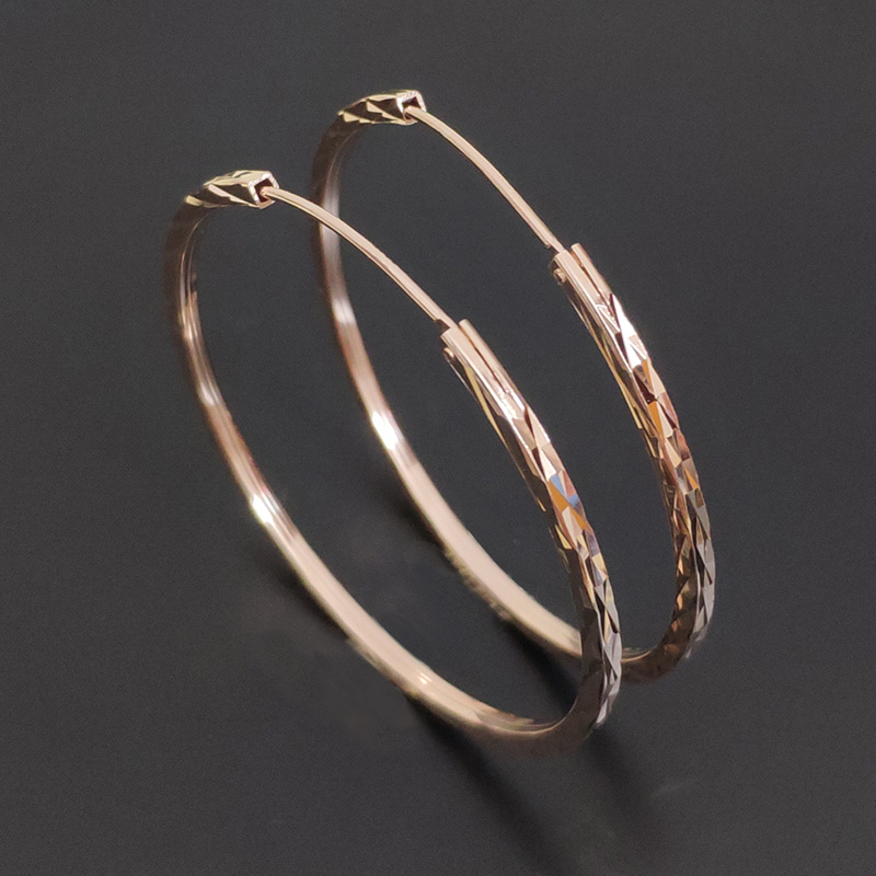 s925纯银镀玫瑰金耳圈大圈圈耳环