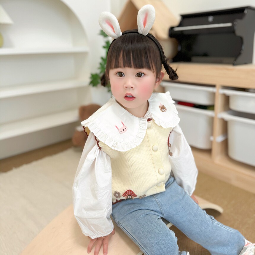 女童针织马甲春装2025新款洋气儿童马夹宝宝背心外穿坎肩开衫外套