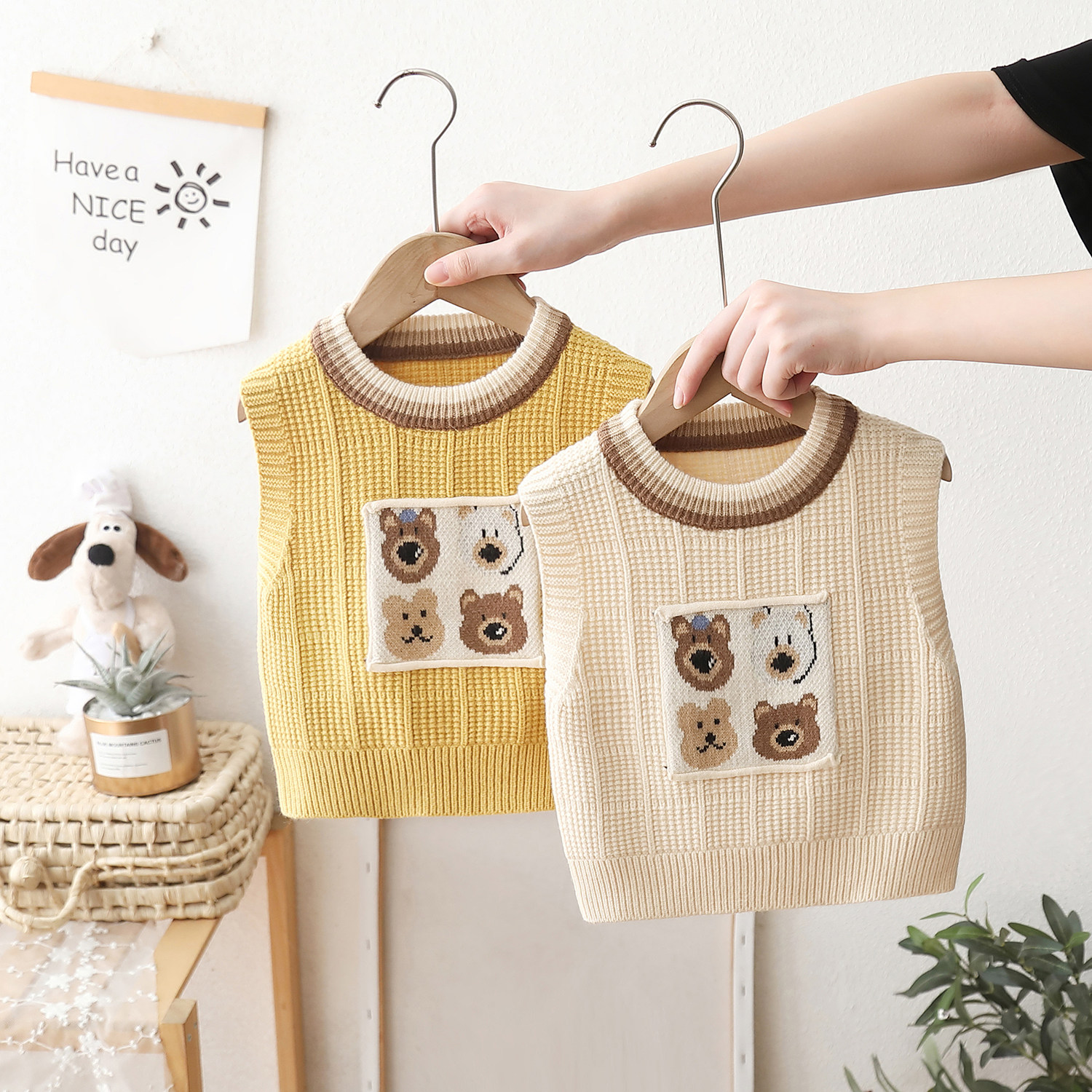 男童针织衫马甲背心春秋男宝宝打底衫中小童上衣儿童毛衣男孩马夹