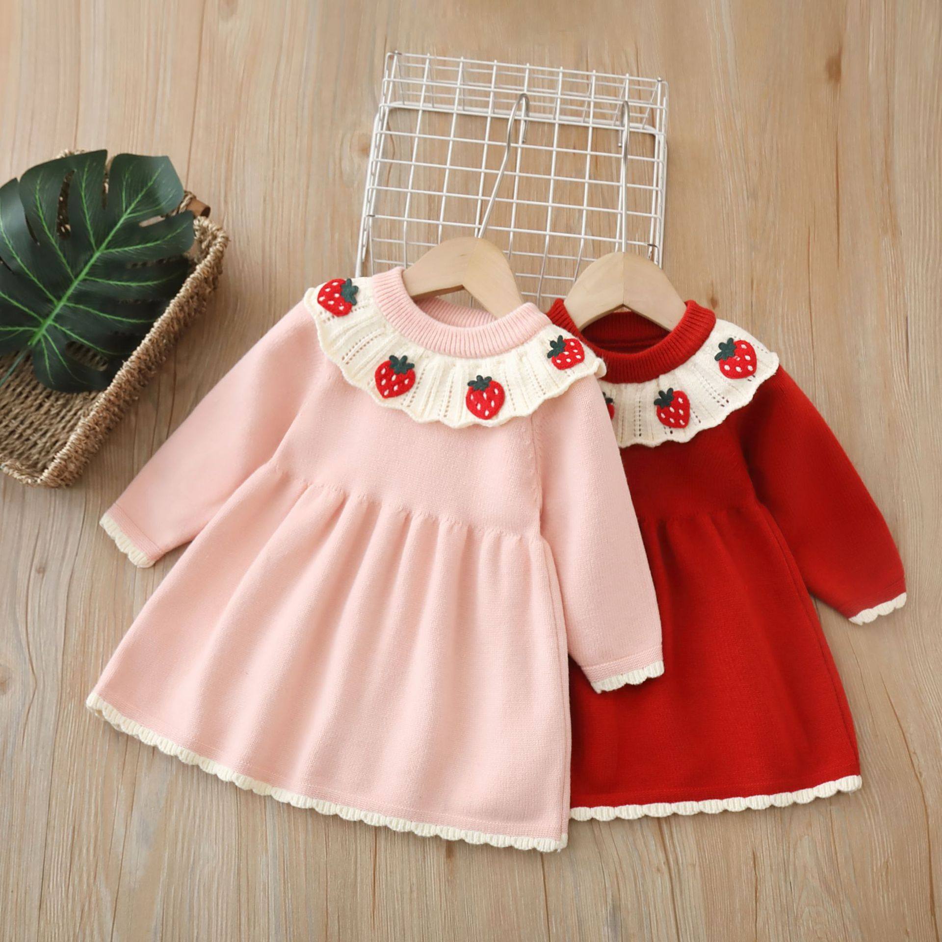 女童针织连衣裙秋冬季新款洋气儿童公主裙周岁女宝宝礼服毛衣裙子