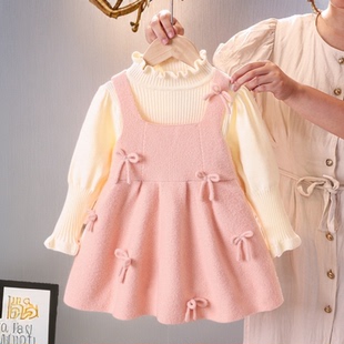 女童针织连衣裙套装秋冬新款儿童毛衣女宝宝时髦洋气公主裙两件套