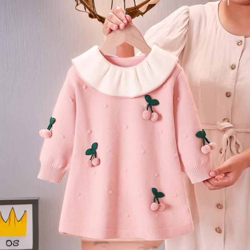 女童针织连衣裙秋冬新款儿童女宝宝百搭洋气公主123456岁毛衣裙子