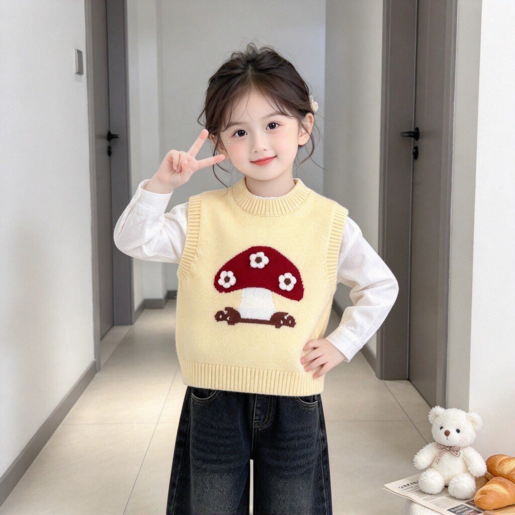 女童婴幼儿童外穿坎肩保暖毛衣