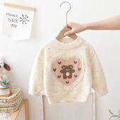 冬季 儿童一体绒针织打底衫 加厚加绒毛线衣 2025新款 女童毛衣秋冬装