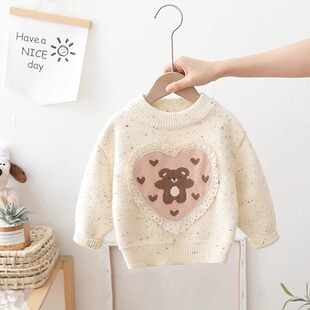 女童毛衣秋冬装2025新款儿童一体绒针织打底衫冬季加厚加绒毛线衣