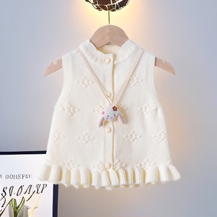 儿童毛衣马甲女孩春秋款背心女宝宝针织马夹小童薄款外穿女童坎肩