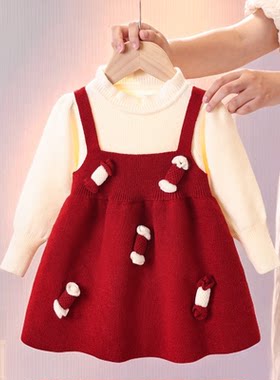儿童毛衣拜过年礼服公主裙子