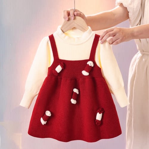 儿童毛衣拜过年礼服公主裙子