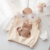 洋气儿童卡通马夹宝宝背心外穿坎肩 2025新款 女童针织衫 马甲春秋装