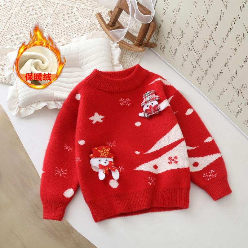 女童圣诞节加绒加厚针织衫毛衣冬季新款儿童洋气打底衫女宝宝上衣,童装/婴儿装/亲子装,毛衣/针织衫,淘宝优惠券,粉丝福利购,淘宝优惠卷