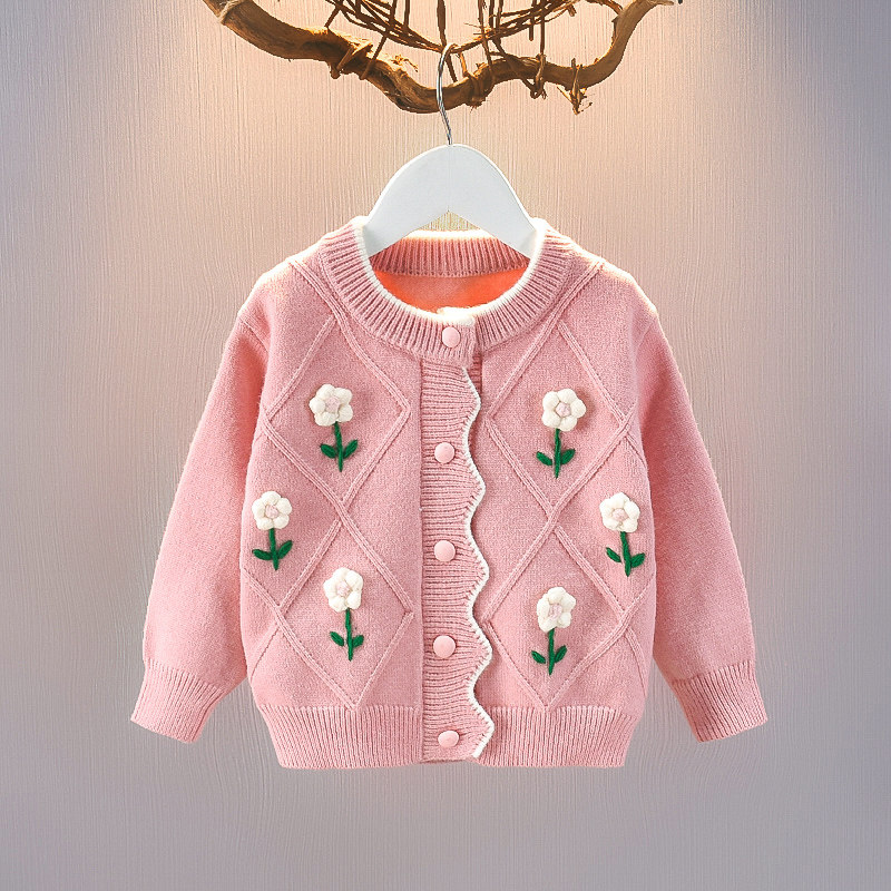 女童针织衫套装秋冬季新款女宝宝花朵毛衣半身裙两件套儿童tutu裙