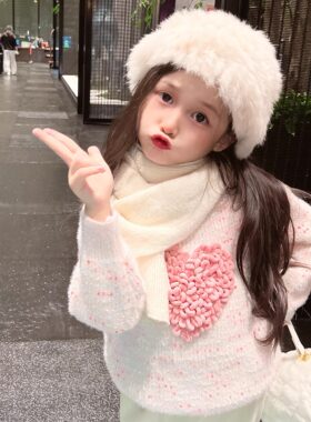 女童加绒水貂绒毛衣宝宝儿童针织