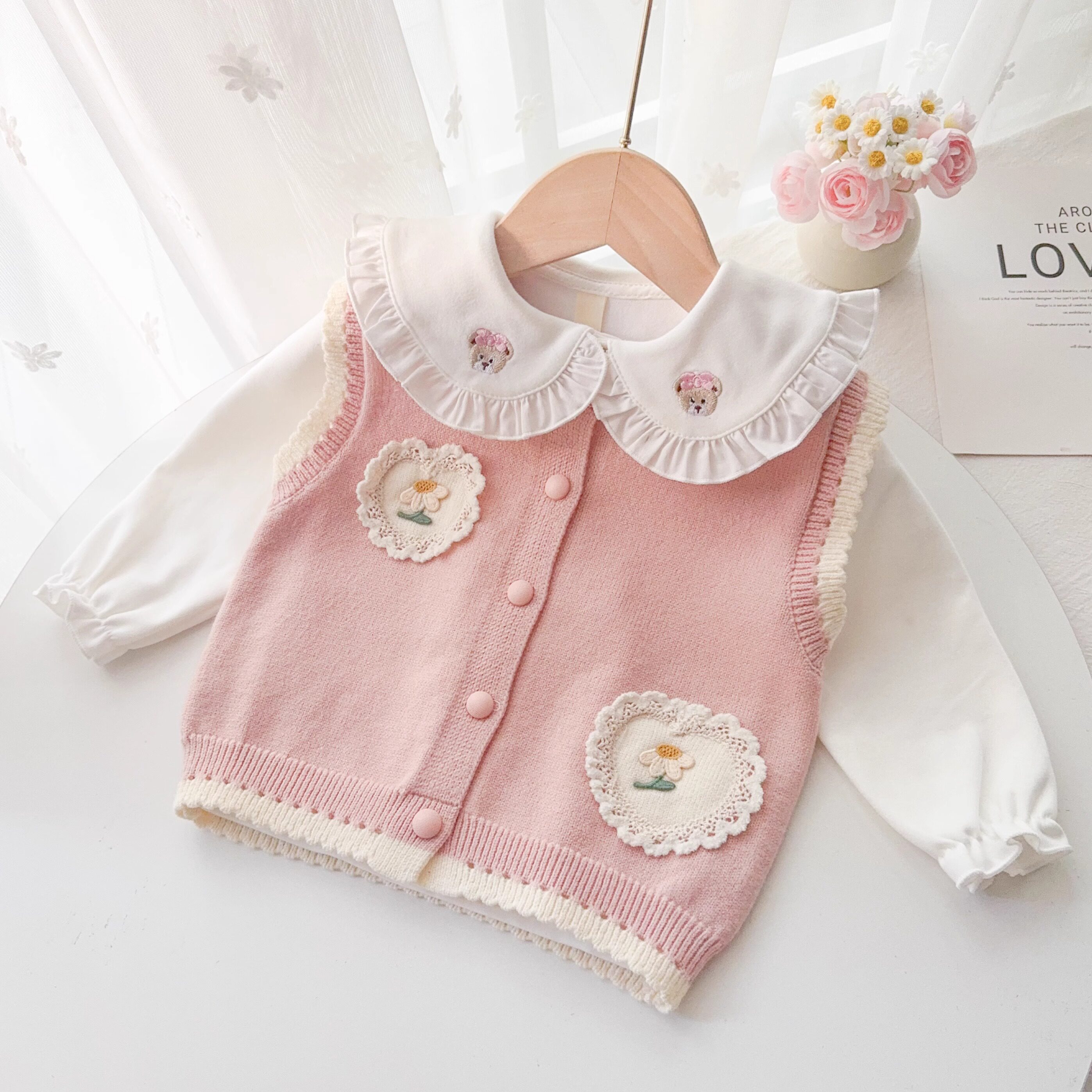 女宝宝针织开衫马甲2025春秋季外穿女童春装毛衣背心婴儿开衫坎肩