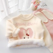 打底衫 儿童卡通内搭上衣冬装 加绒新款 女童一体绒毛衣宝宝针织衫