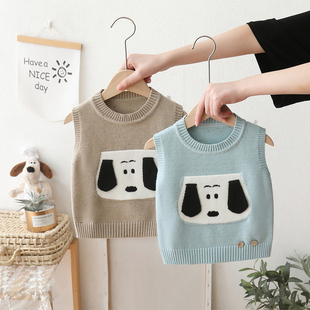 男童针织毛衣马甲卡通男宝宝婴儿童秋冬小背心薄款毛线衣外穿坎肩