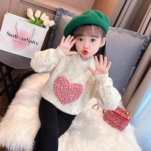 女童秋冬装毛衣2025新款儿童小香风女孩毛线水貂绒针织打底衫上衣