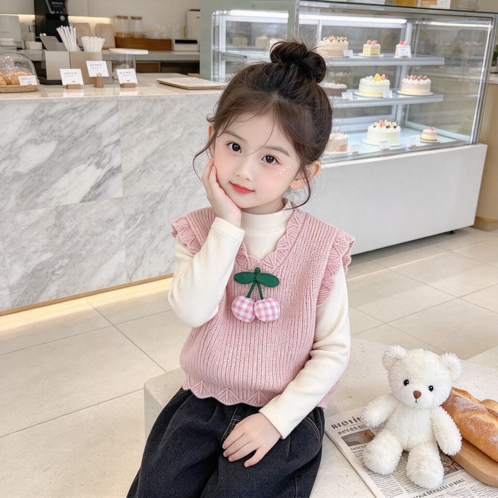 1234岁女童春秋可爱毛衣马甲婴幼儿童无袖坎肩宝宝百搭针织衫背心