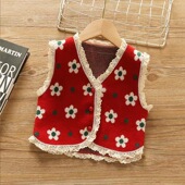 儿童2025毛衣背心女宝宝洋气坎肩线衣 新款 女童针织马甲开衫 春秋季