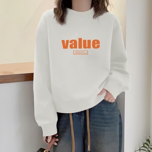 纯棉女士新款卫衣春秋长袖短款宽松百搭洋气白色2025秋季上衣女