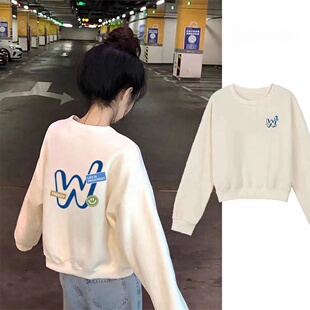 NSDREAM美式卫衣女宽松短款2025春秋新款白色时尚设计感小众上衣