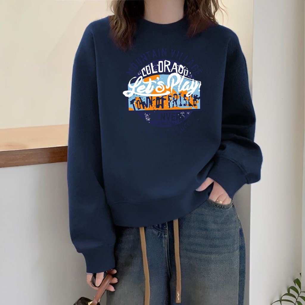 纯棉短款卫衣女潮流宽松薄款春秋季新款韩版显瘦简约印花圆领上衣