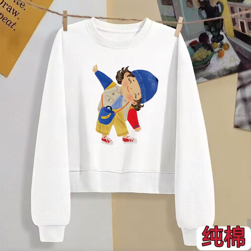 纯棉小个子卫衣女短款高腰圆领新款秋冬爆款加绒加厚春秋薄款上衣