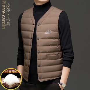 外套爸爸装 轻薄保暖无袖 背心坎肩 羽绒马甲男冬季 皮尔卡丹2025新款