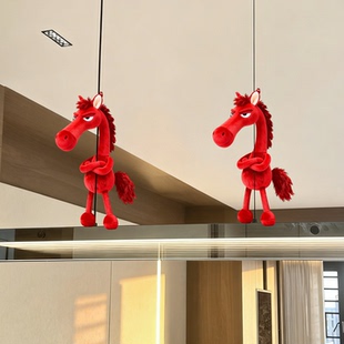 红色小马挂件2026吊灯装饰玩偶新年氛围布置马年客厅吉祥物摆件