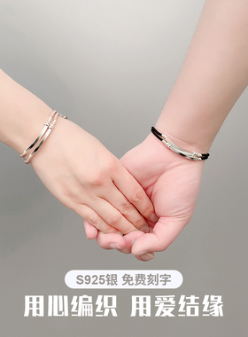 S925纯银复古双层手链手工编织红绳简约设计送闺蜜女友个性礼物