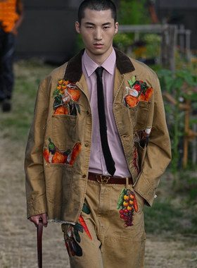 Doublet 26SS Vegetable Embroidery Work Jacket做旧夹克