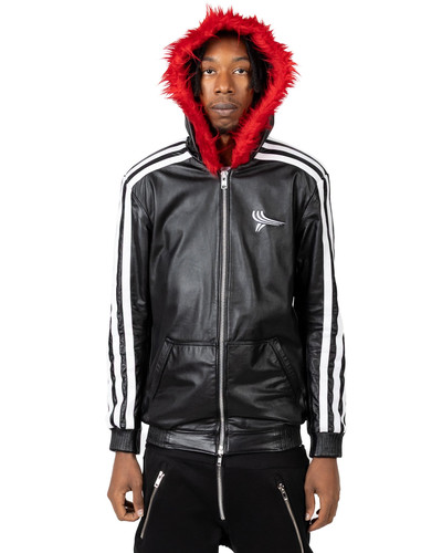 Yori Mainline Black Leather Hoodie皮连帽衫
